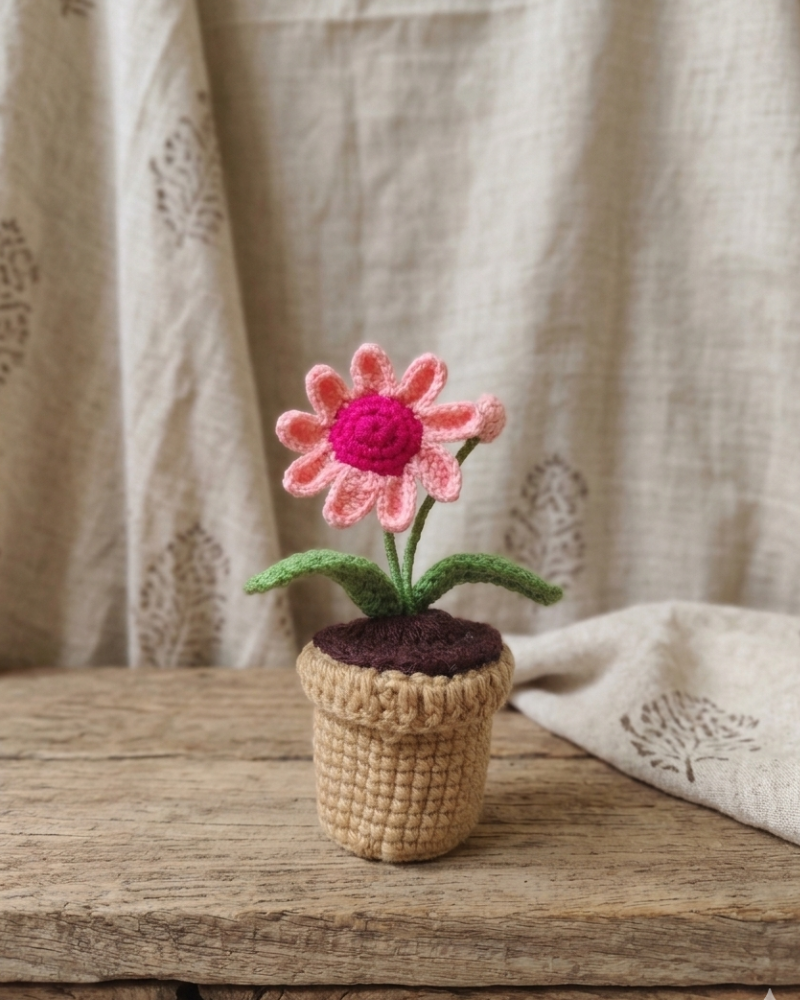 Pink Sunflower Pot